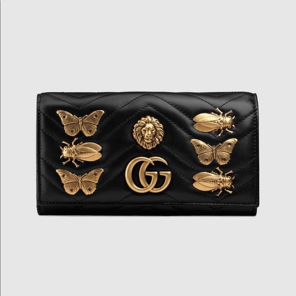 Gucci Handbags - NEW Gucci GG Marmont Animal Studs Black Wallet